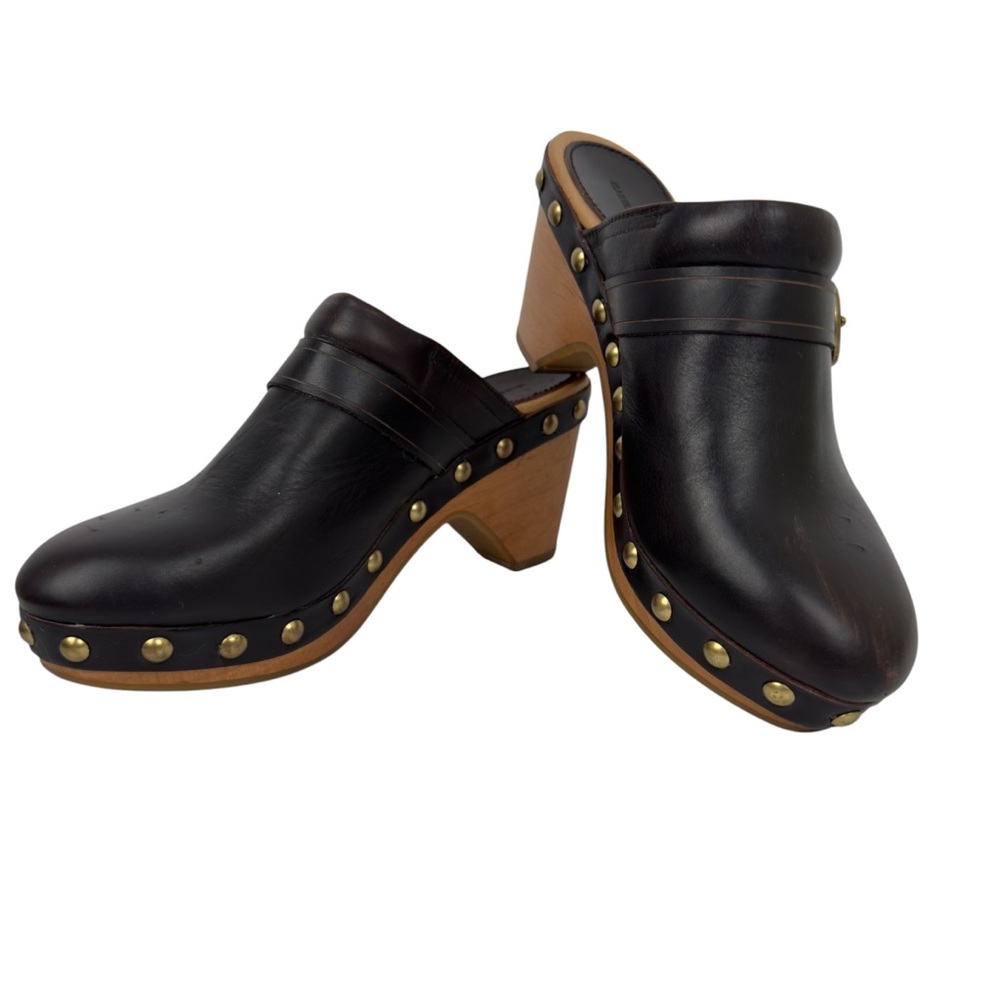 Isabel Marant Tamara Brown Leather Studded Platform Clogs Size 39 Slip on - Picture 10 of 16
